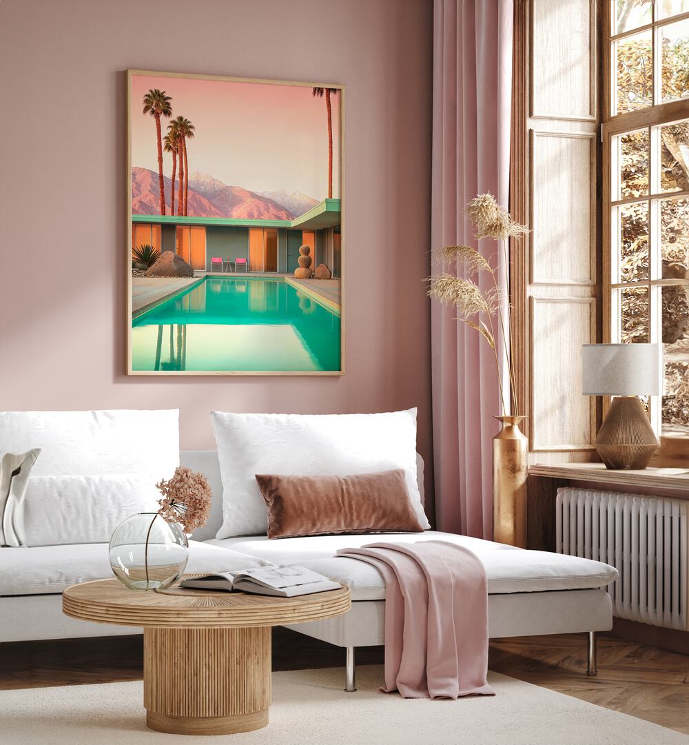 MOTEL 66 PALM SPRINGS, BEACH PAINTINGS enhance interiors with vintage charm and modern elegance by Philippe Hugonnard.