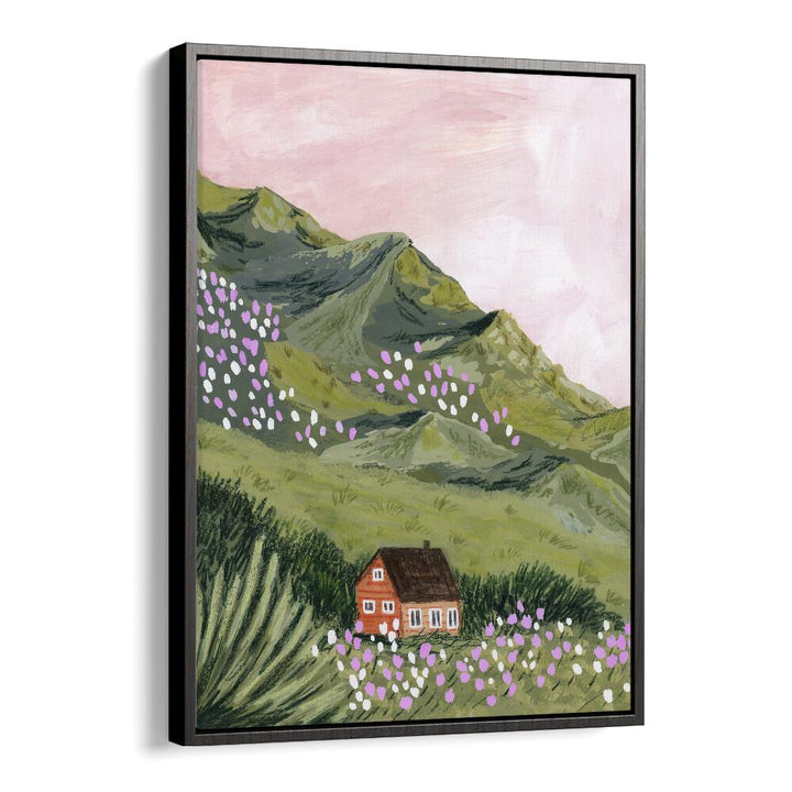 Mountain House By Sarah Gesek Landscape Art Prints in Black Floater Frame