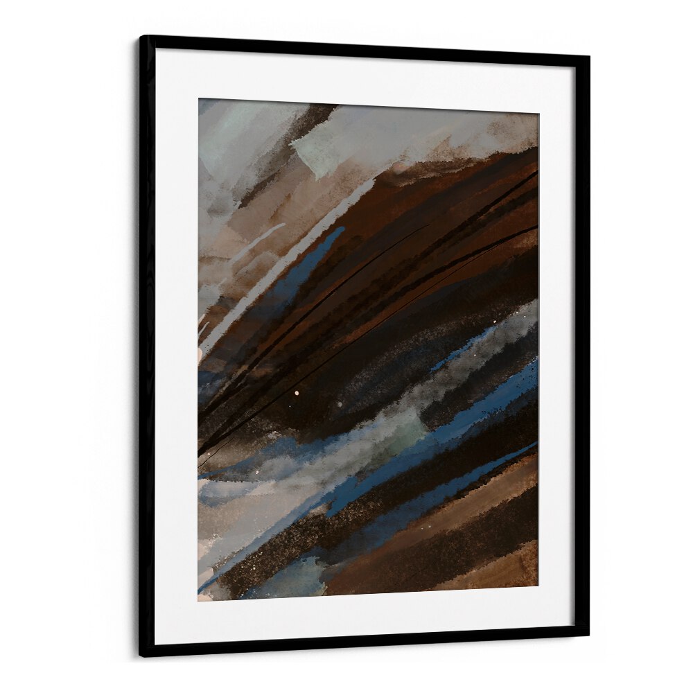 Mountain Muse by Nilesh Kulkarni Abstract Paintings in Black Frame With Mount