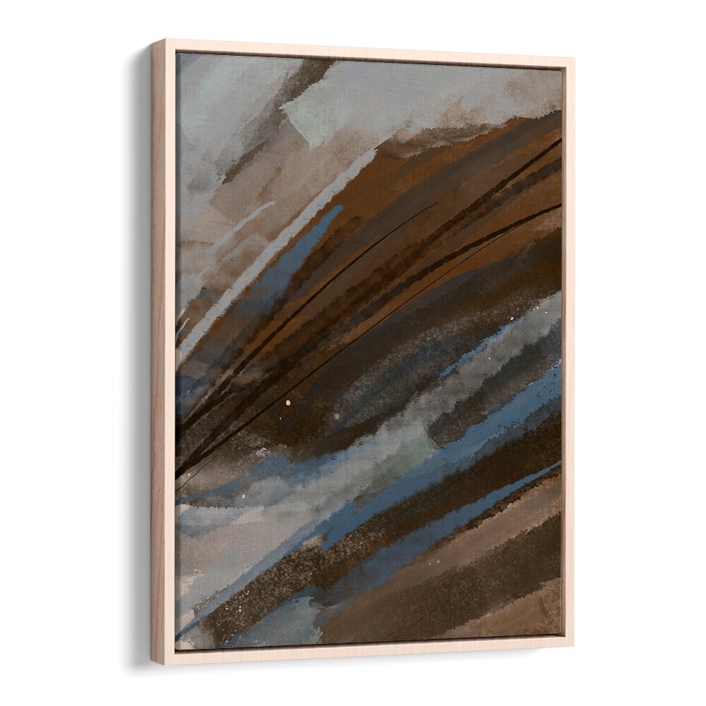 Mountain Muse by Nilesh Kulkarni Abstract Paintings in Oak Wood Floater Frame