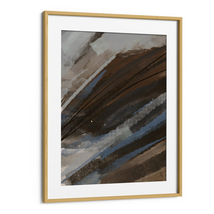 Mountain Muse by Nilesh Kulkarni Abstract Paintings in Oak Wood Frame With Mount