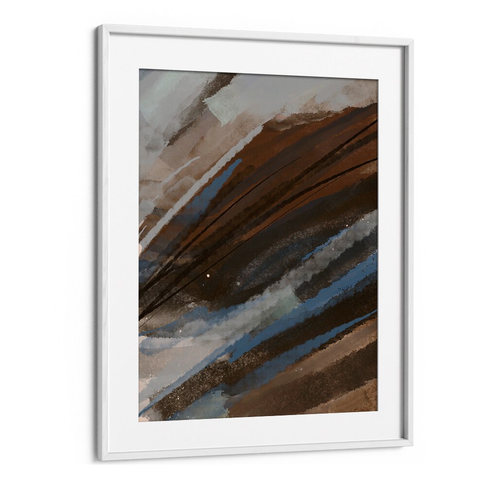 Mountain Muse by Nilesh Kulkarni Abstract Paintings in White Frame With Mount