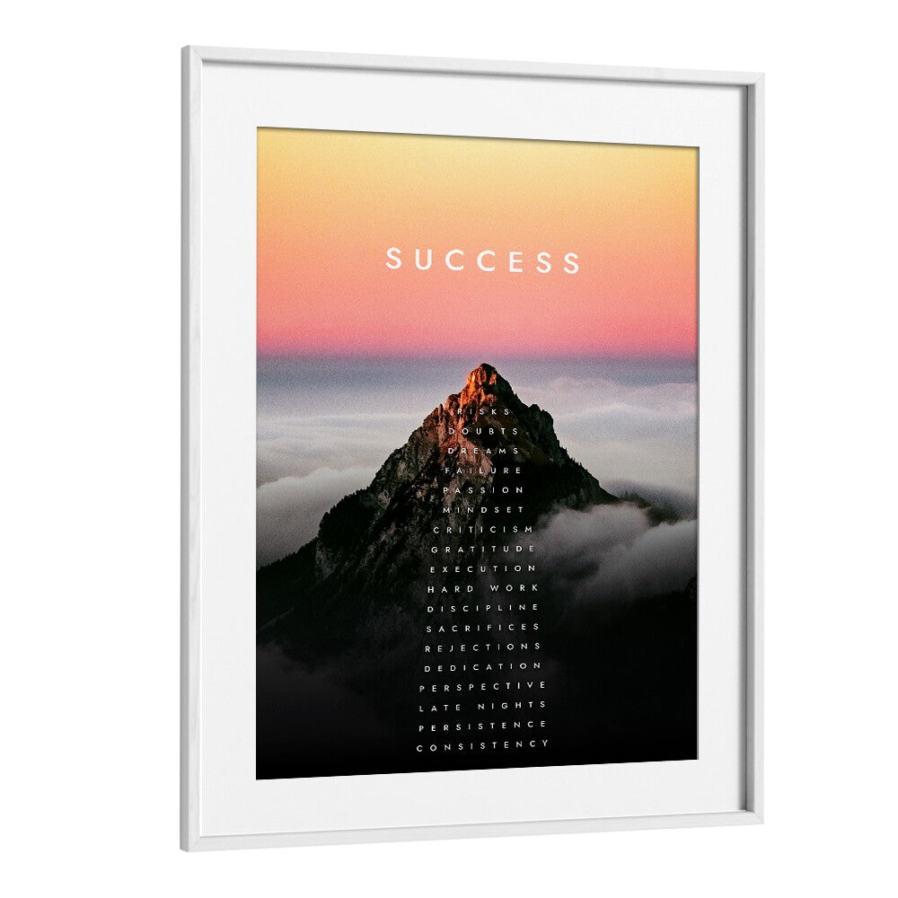 Stylish "Mountain of Success" quotes poster framed, perfect for inspiring ambition in any space. Ideal for your decor.
