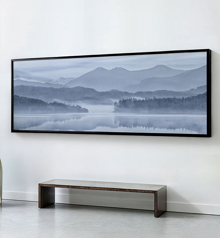 MOUNTAIN TREES AND REFLECTION , PANORAMIC ART