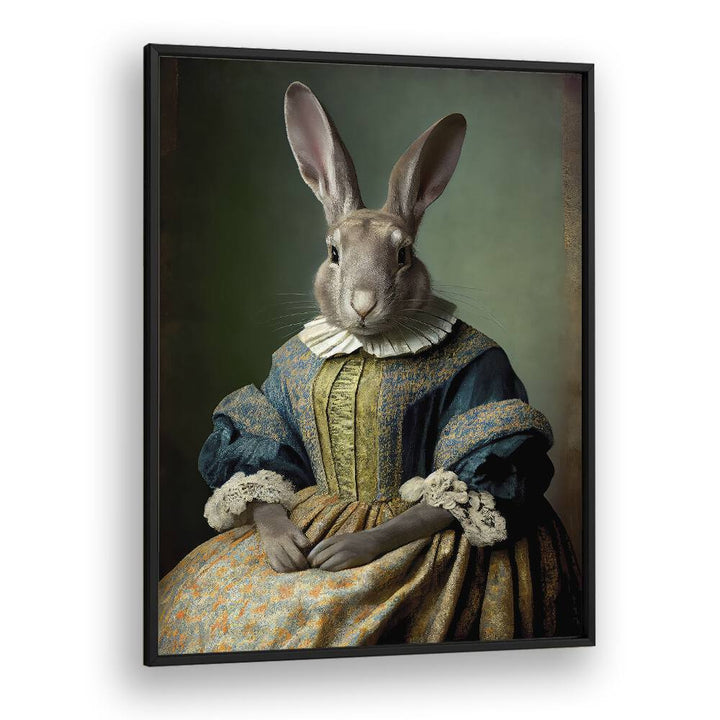 Mrs Bunny by Treechild Kids Art Prints in Black Plain Frame