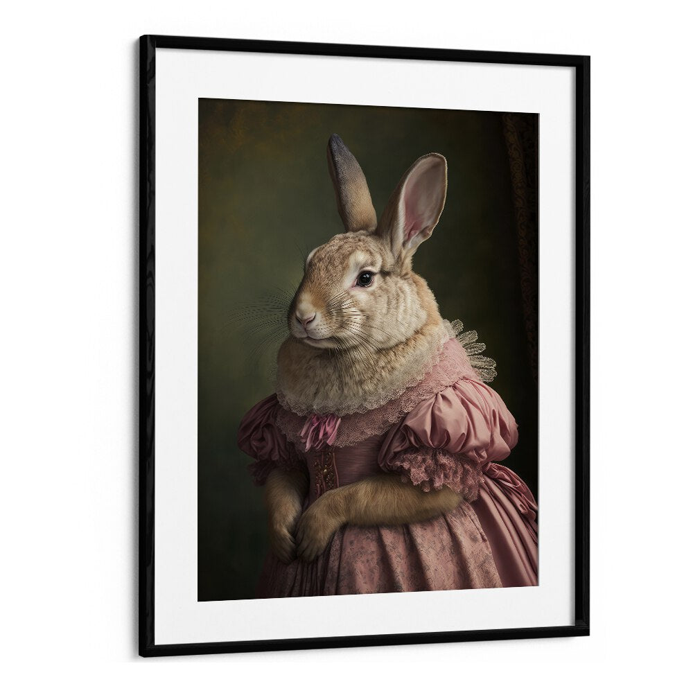 Mrs Bunnys Daughter by Treechild Wall Art Prints in Black Frame With Mount