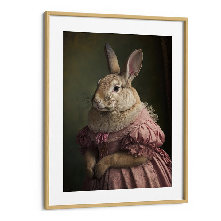 Mrs Bunnys Daughter by Treechild Wall Art Prints in Oak Wood Frame With Mount