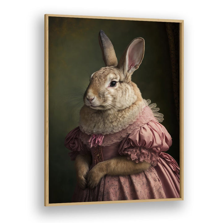 Mrs Bunnys Daughter by Treechild Wall Art Prints in Oak Wood Plain Frame