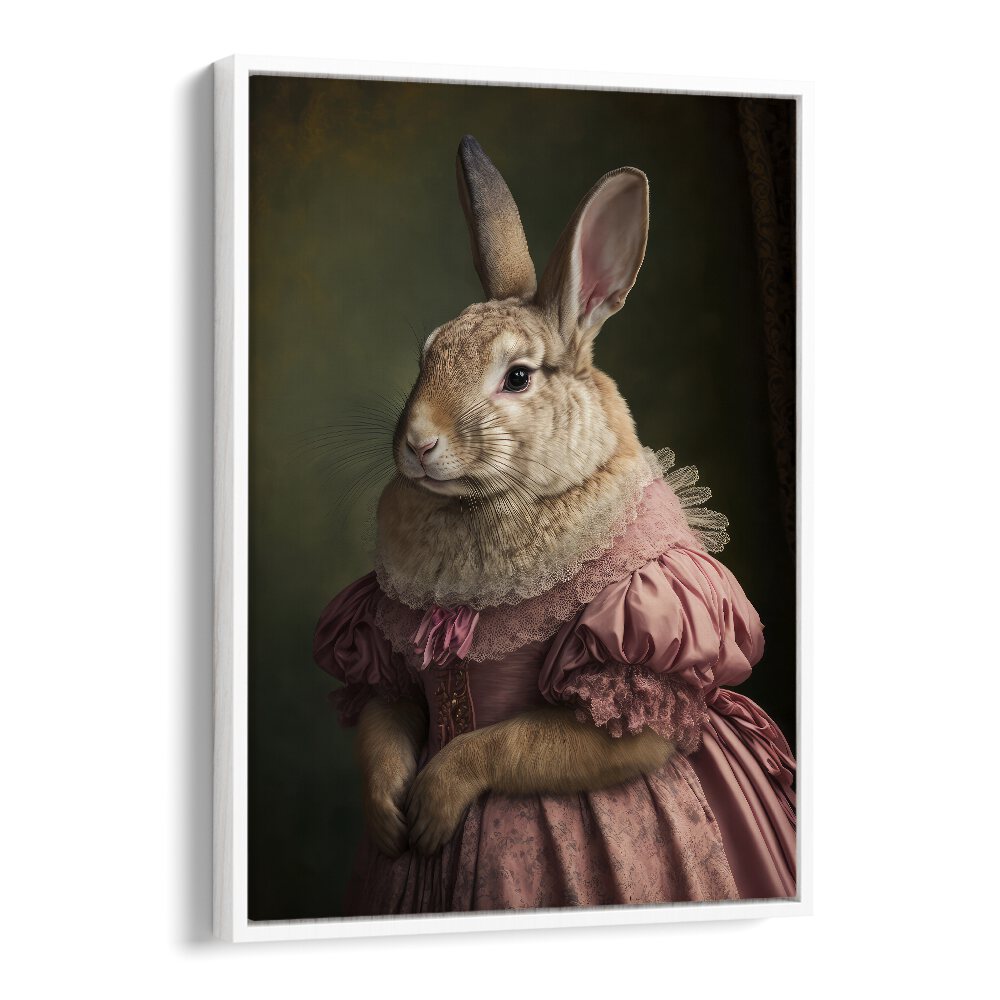 Mrs Bunnys Daughter by Treechild Wall Art Prints in White Floater Frame