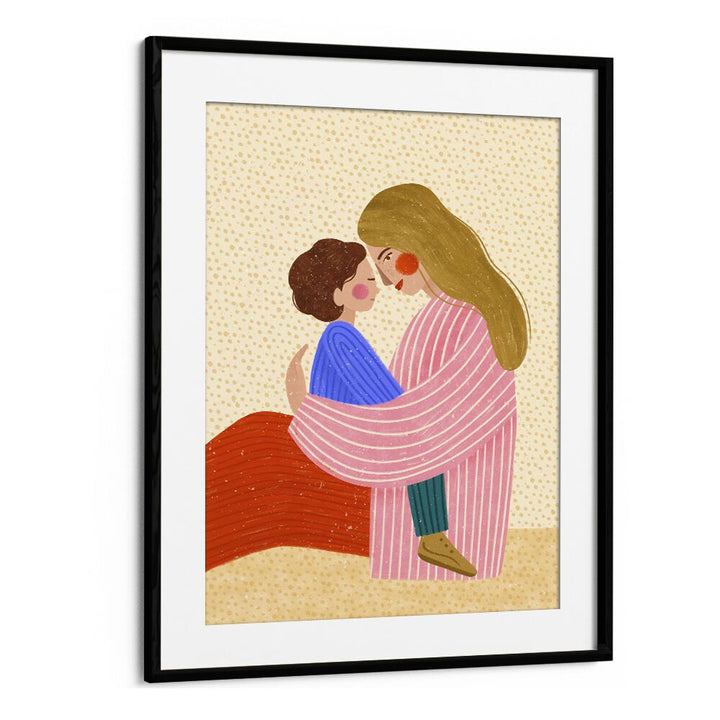 Mum Love By Bea Muller Women Illustration Paintings in Black Frame With Mount