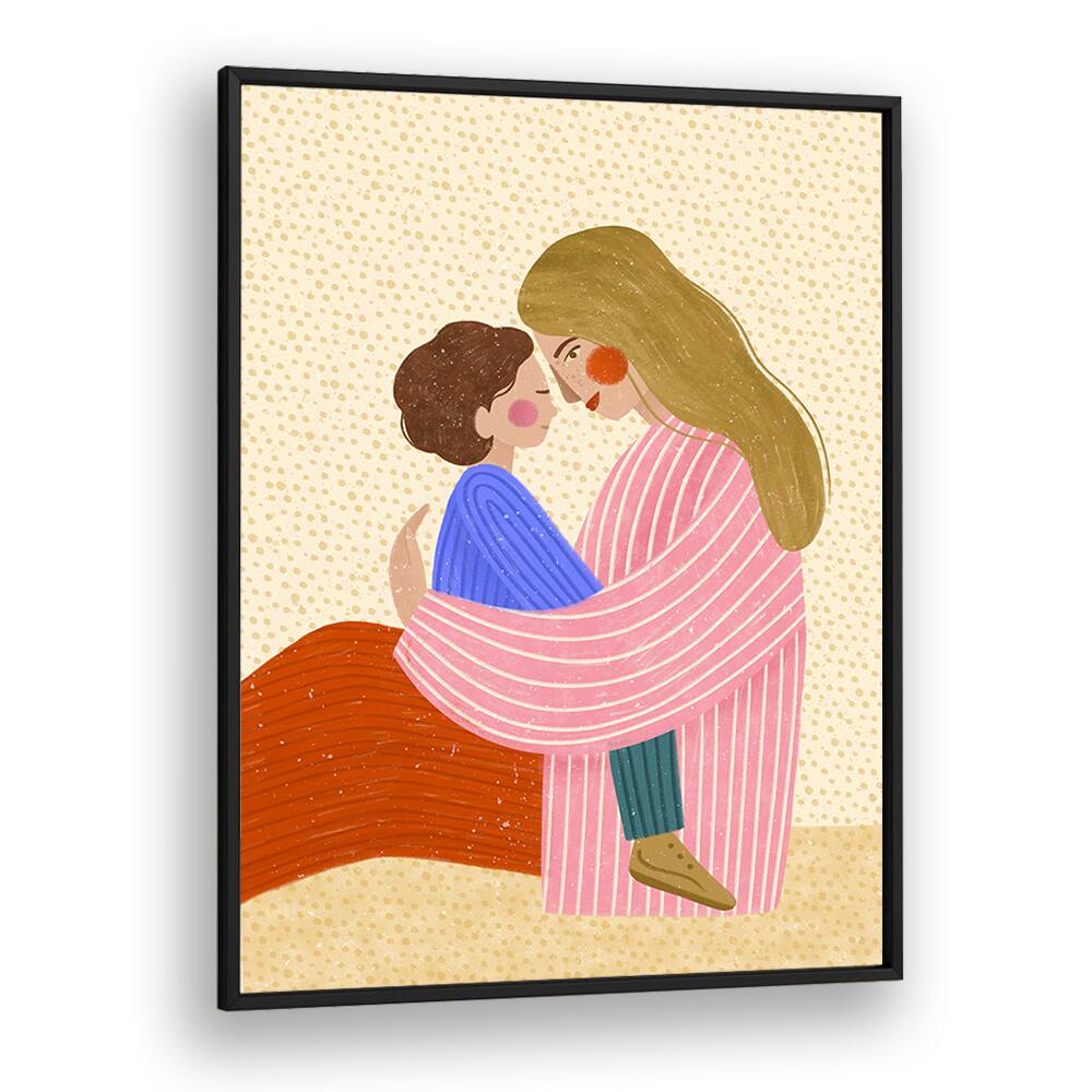 Mum Love By Bea Muller Women Illustration Paintings in Black Plain Frame