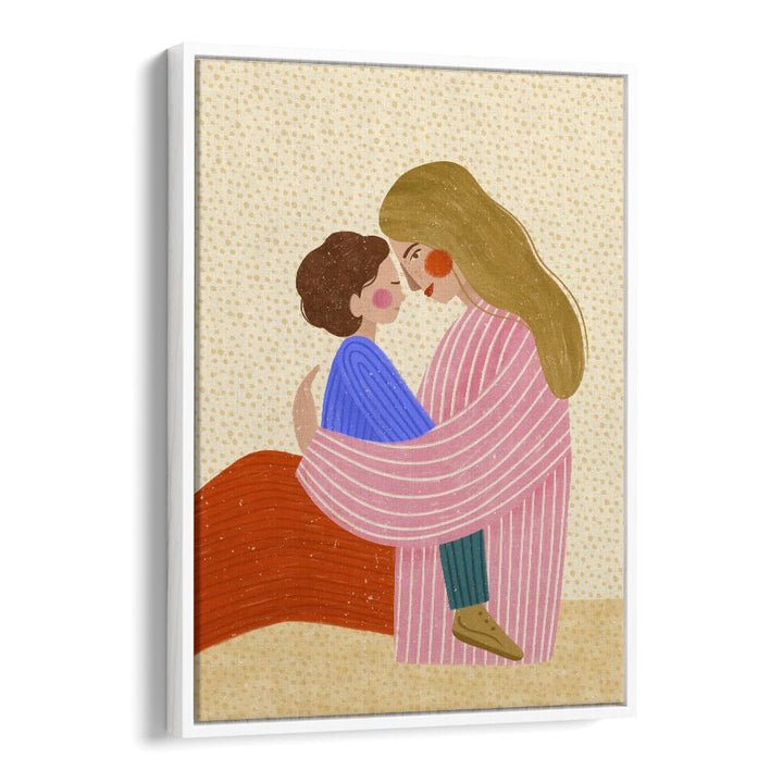 Mum Love By Bea Muller Women Illustration Paintings in White Floater Frame