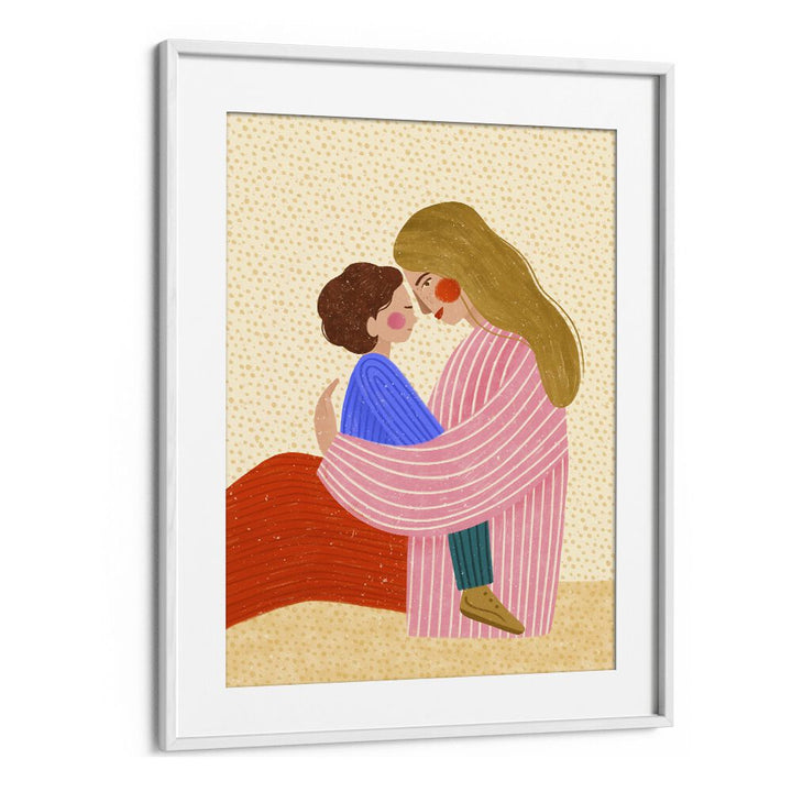 Mum Love By Bea Muller Women Illustration Paintings in White Frame With Mount