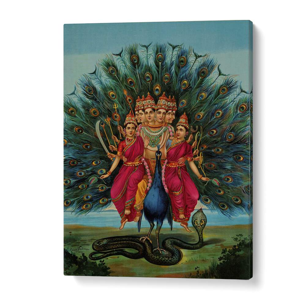 Murugan By Raja Ravi Varma Indian Paintings in Gallery Wrap