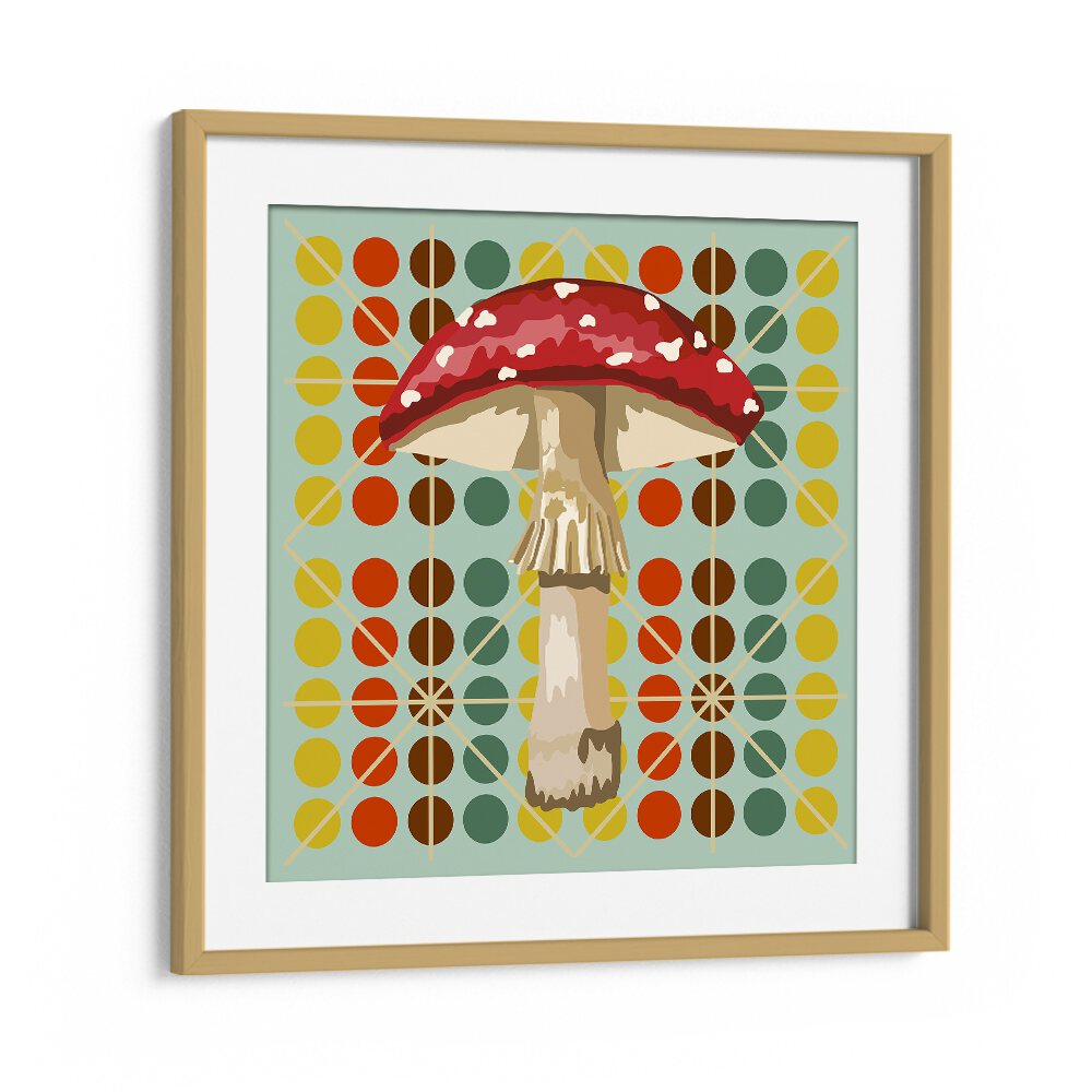 Mushroom By Lynnda Rakos Pop Art Paintings Pop Art Prints in Oak Wood Frame With Mount