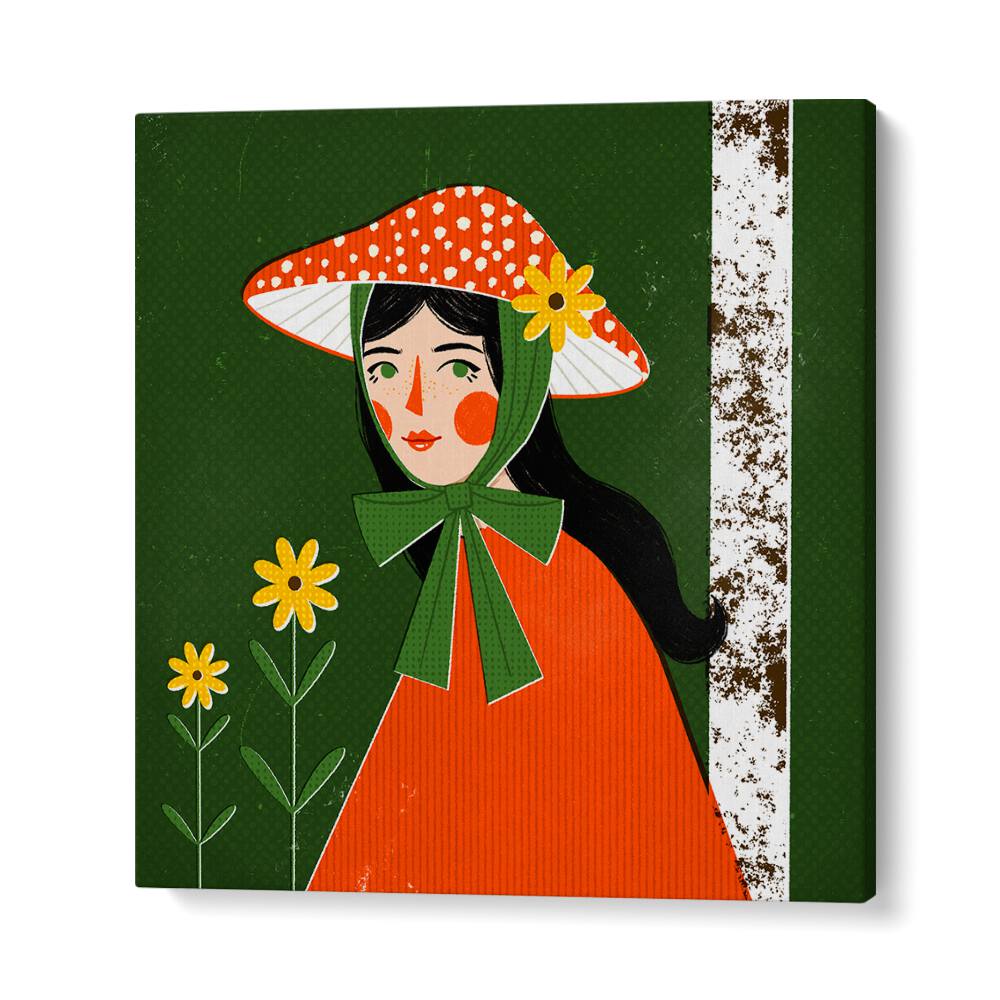 Mushroom Girl By Julia Leister Women Illustration Paintings in Gallery Wrap