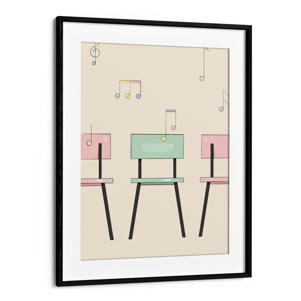 Musical Chairs By Samridhi Sharma Gaming Posters in Black Frame With Mount