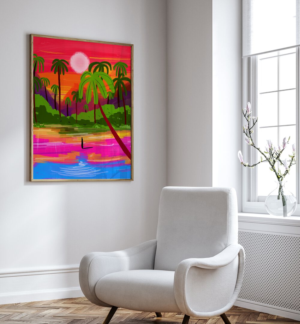 Vibrant "My Shadow, Landscape Paintings" by Uma Gokhale, enhancing modern interiors with nature's beauty.