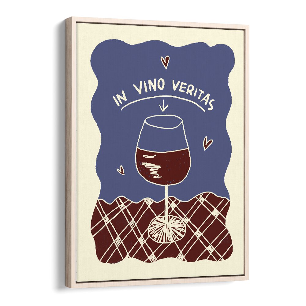 N Vino Veritas by Studio Dolci Kitchen Art Prints in Oak Wood Floater Frame