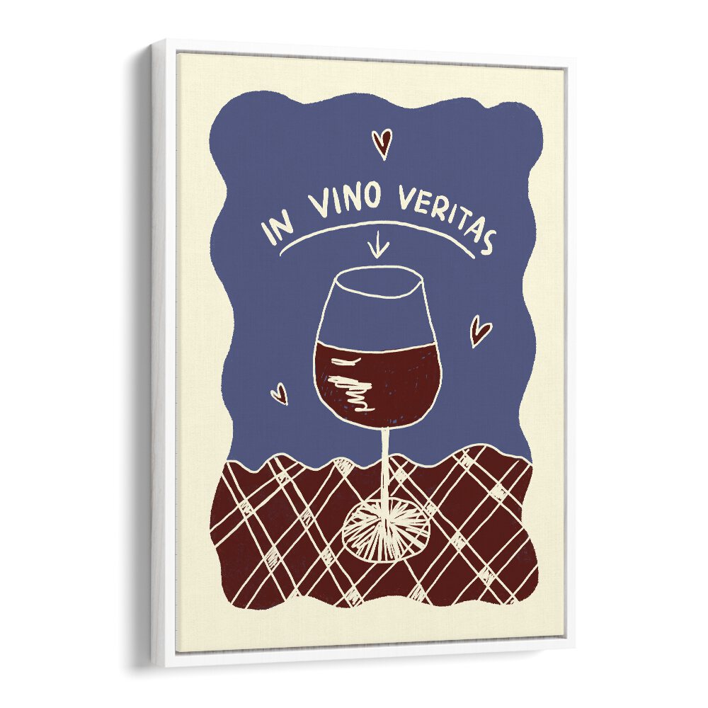 N Vino Veritas by Studio Dolci Kitchen Art Prints in White Floater Frame