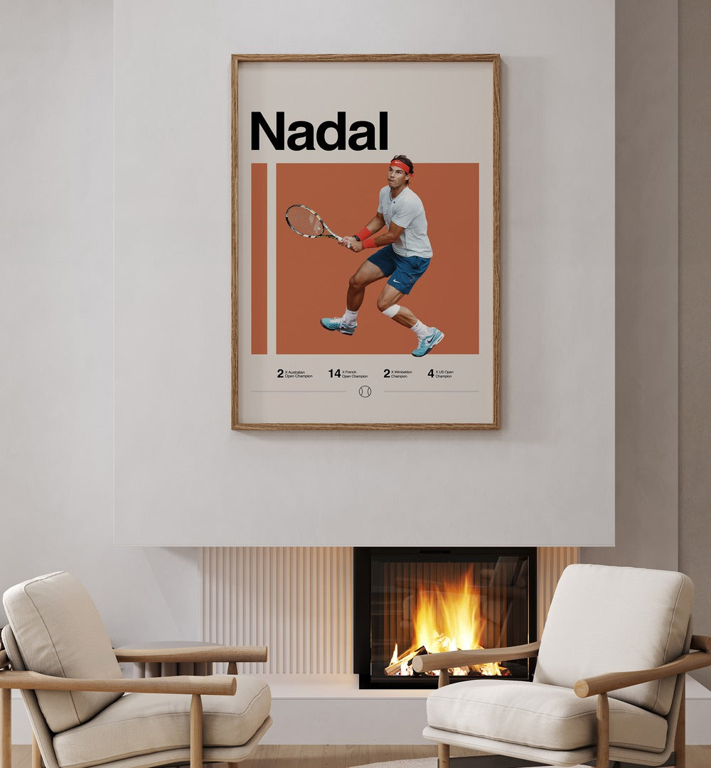 Nadal Tennis Poster sports Artwork Placed on a wall In A Living Room 