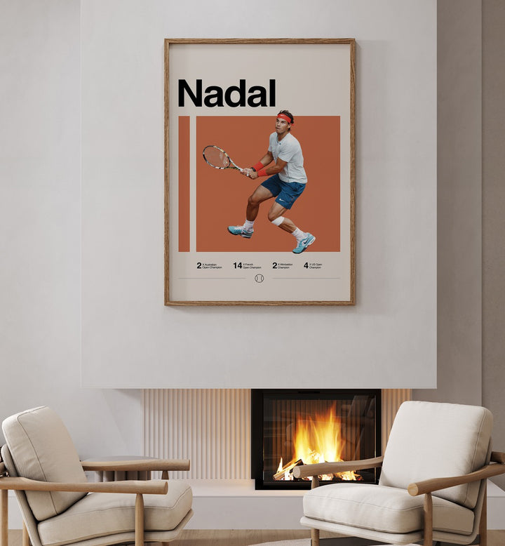 Nadal Tennis Poster sports Artwork Placed on a wall In A Living Room 