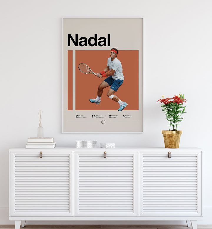 Nadal Tennis Poster sports Artwork Placed on a wall In A Living Room 