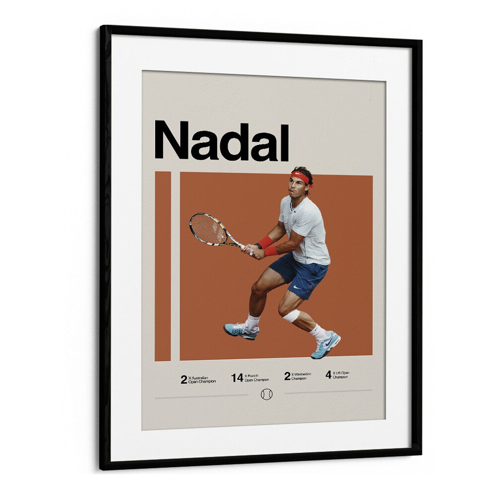 Nadal triumph Sports Art Artwork in Black Frame With Mount