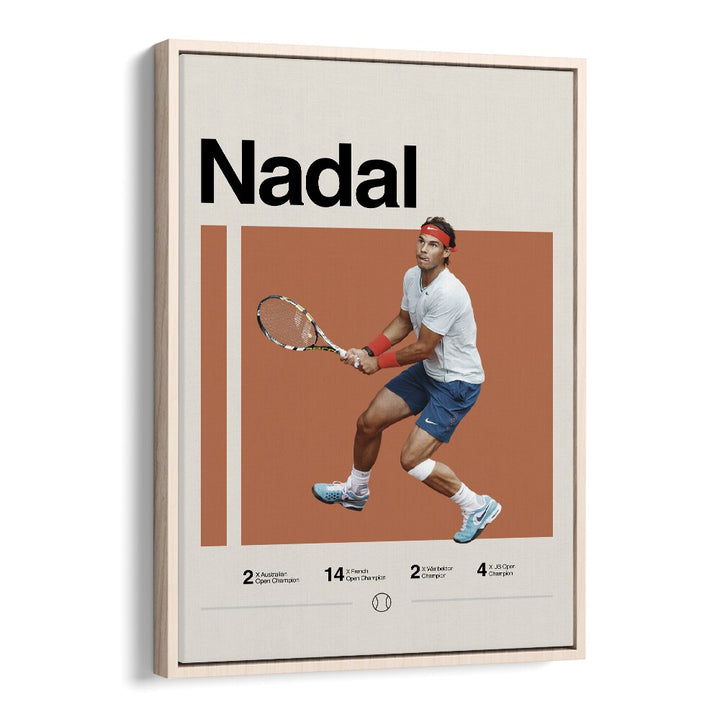 Nadal triumph Sports Art Artwork in Oak Wood Floater Frame