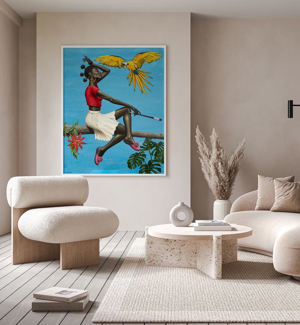 Natural Mystic By Christian Beijer African Lady Artwork Placed on a wall In A Living Room 