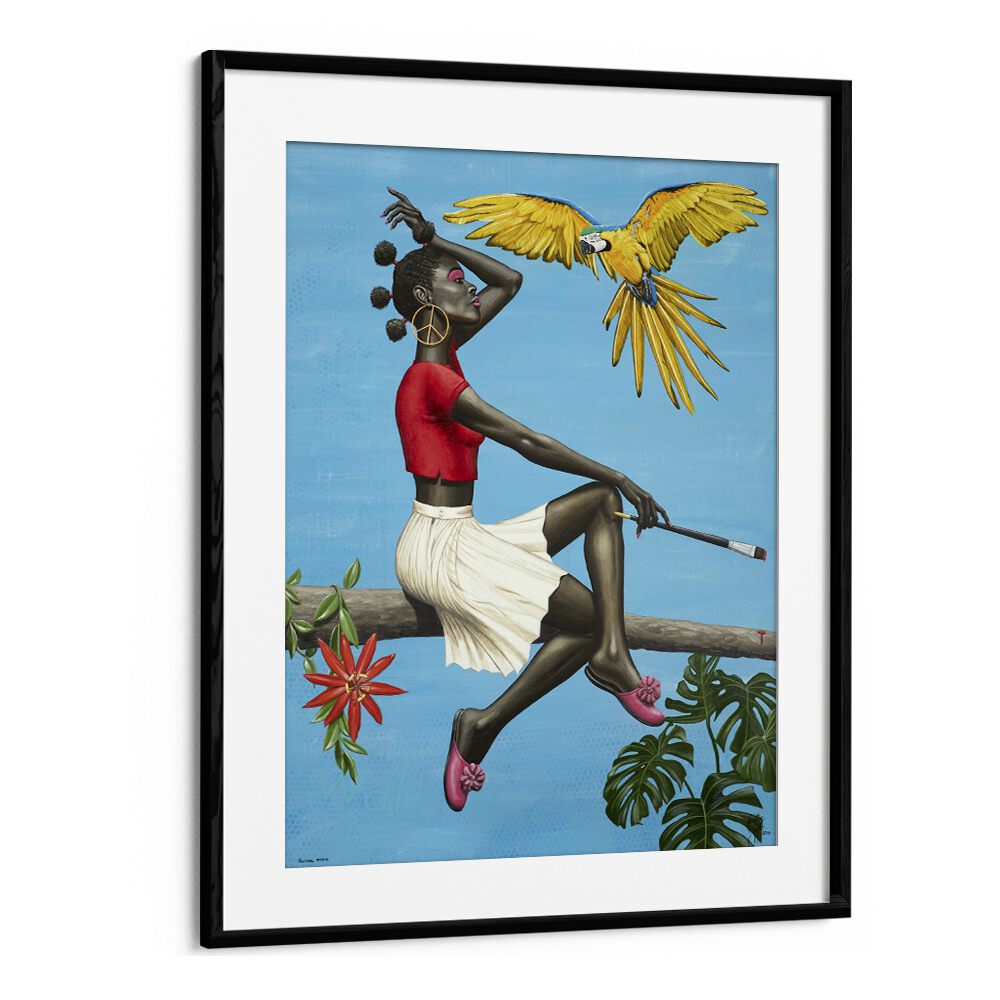 Natural Mystic By Christian Beijer African Lady Artwork in Black Frame With Mount