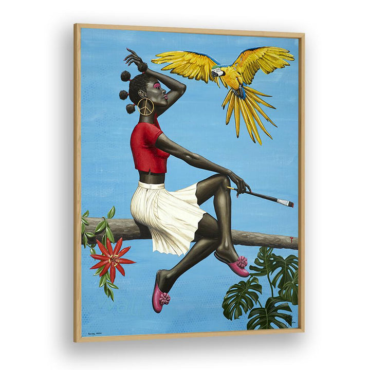 Natural Mystic By Christian Beijer African Lady Artwork in Oak Wood Plain Frame