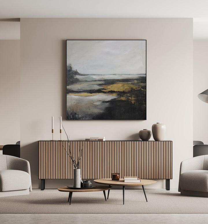 Stylish living room featuring the NATURE INSPIRED LANDSCAPE, LANDSCAPE PAINTINGS for a serene home decor.