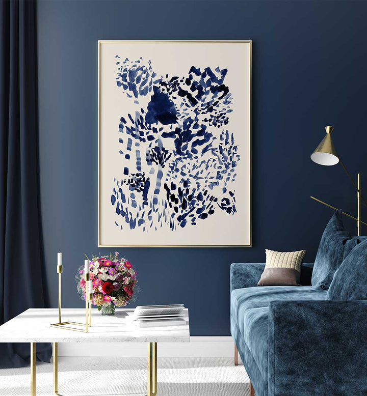 Navy Blue Free Flowing Garden, abstract paintings adding elegance and emotion to your living space decor.