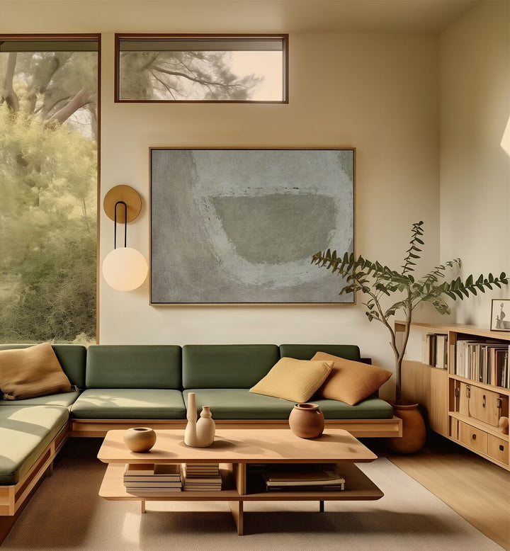 Serene living space featuring NEUTRAL CALM, ABSTRACT PAINTINGS, perfect for modern home decor and tranquility.