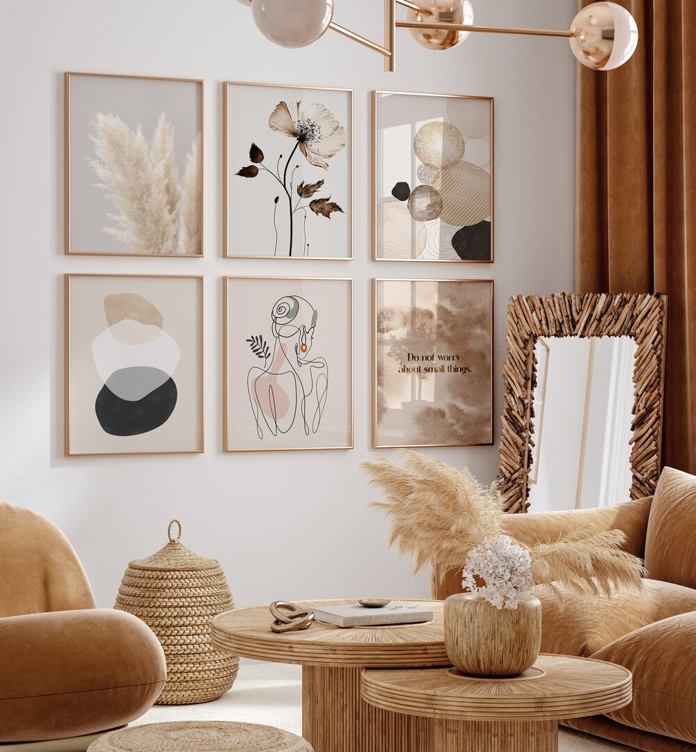 Elevate your space with the NEUTRAL NOMAD SET, SET OF 6 PAINTINGS showcasing minimalist beauty and curated elegance.