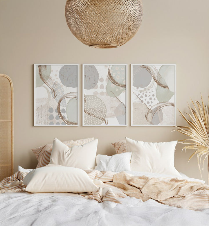 Elevate your decor with the NEUTRAL SMOOTH SET, SET OF 3 PAINTINGS, perfect for any living space ambiance.