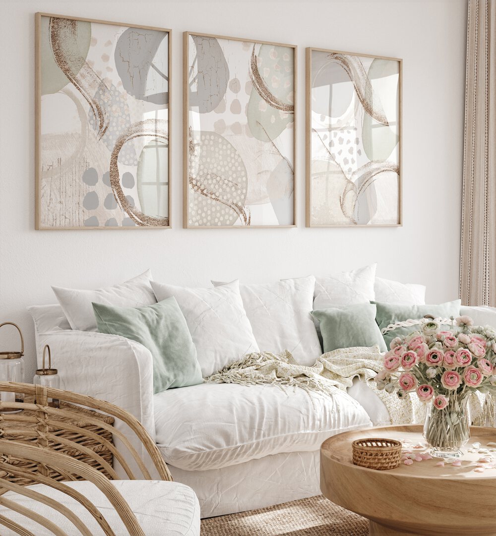 Enhance your decor with the NEUTRAL SMOOTH SET, SET OF 3 PAINTINGS, perfect for any living space.
