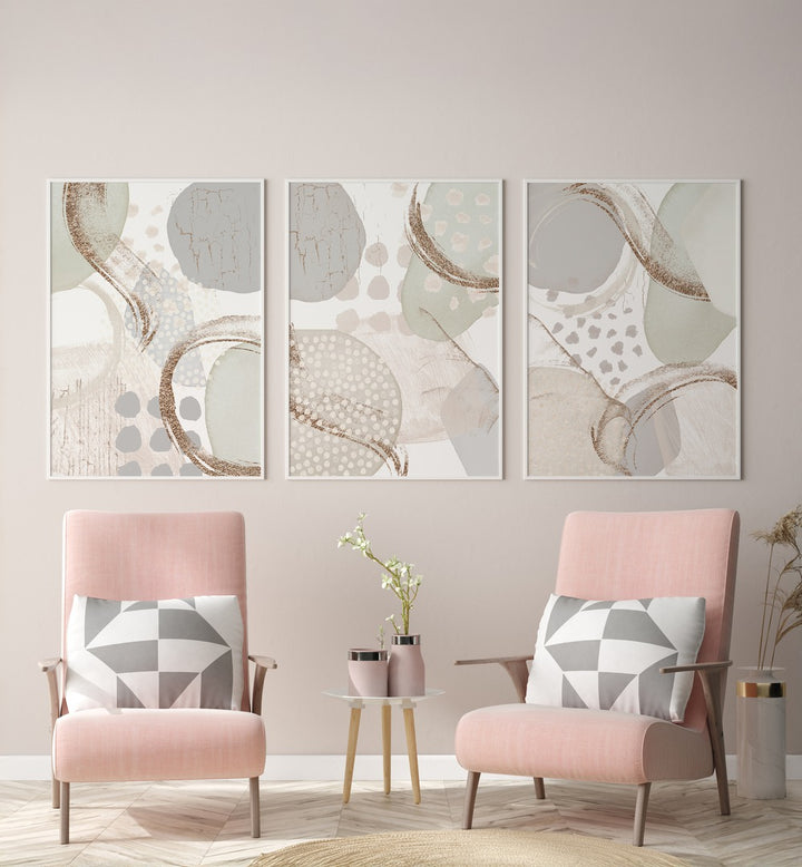 Elevate your decor with the NEUTRAL SMOOTH SET, SET OF 3 PAINTINGS, perfect for any stylish living space.