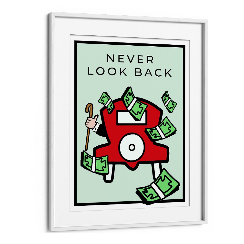 Take The Risk Money Art Artwork in White Frame With Mount