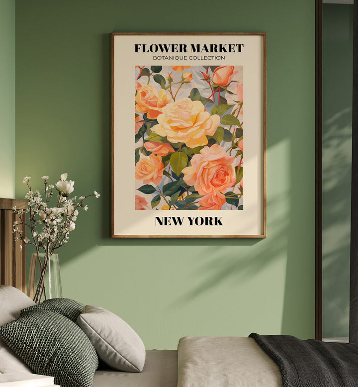 New York-  Flower Marketo    Botanical Flower Paintings Artwork Placed on a wall