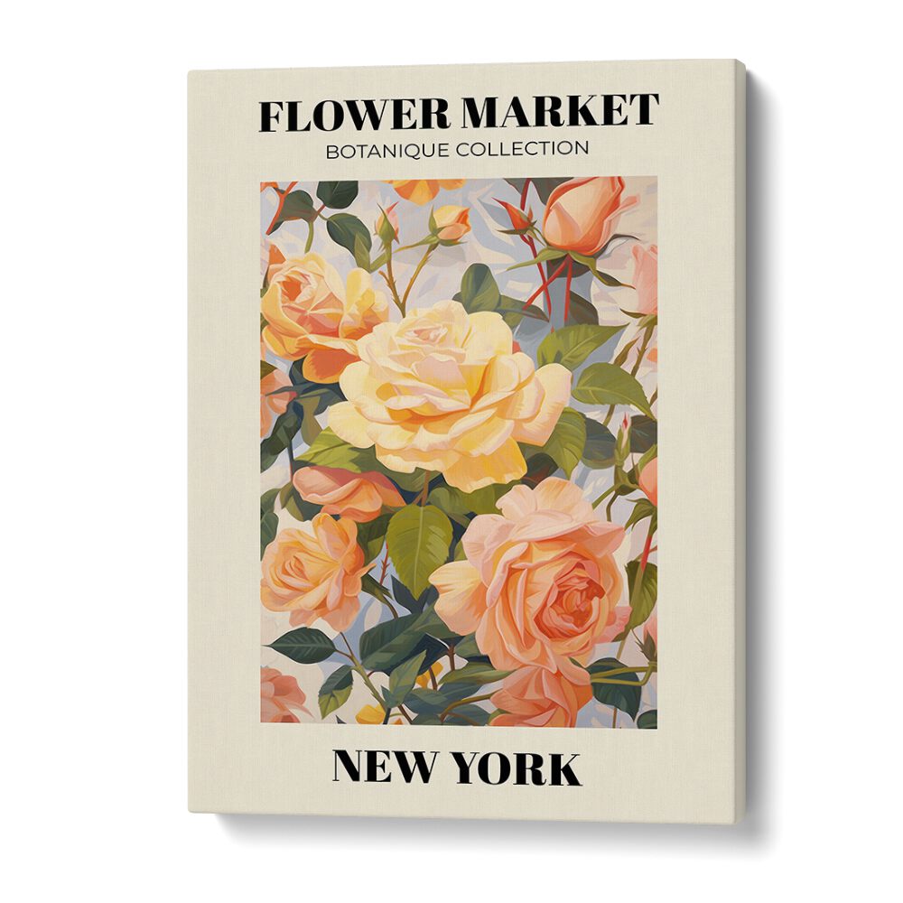 New York- Flower Marketo Botanical Flower Paintings Artwork in Gallery Wrap