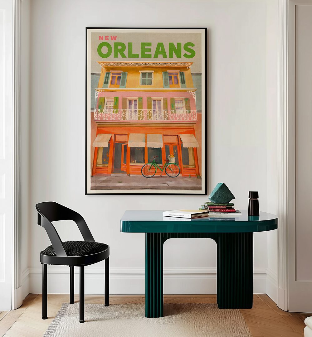 Vintage travel poster showcasing the charm of New Orleans, Louisiana, perfect for your decor. Explore NEW ORLEANS LOUISIANA, TRAVEL POSTERS.