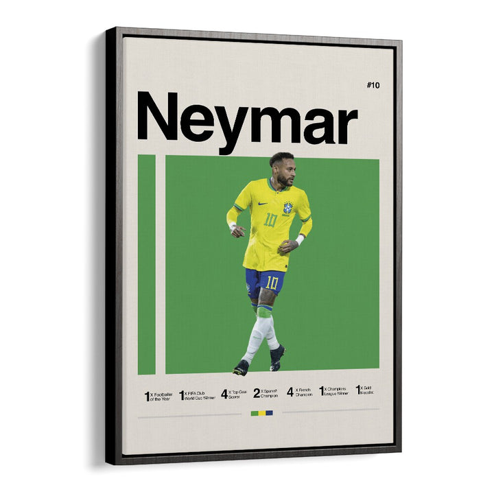 Neymar: A Football Maestro Sports Art Artwork in Black Floater Frame