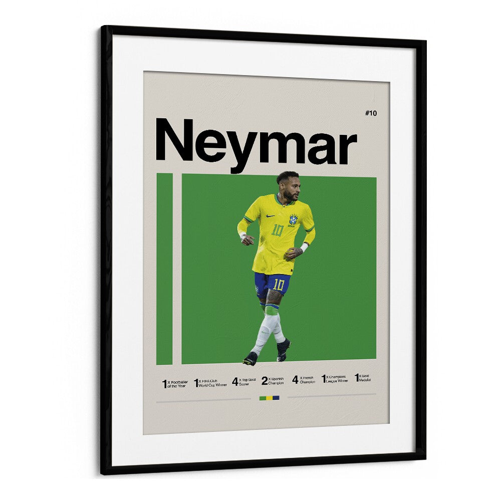 Neymar: A Football Maestro Sports Art Artwork in Black Frame With Mount