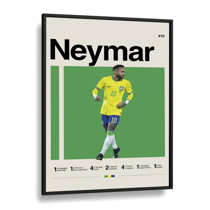 Neymar: A Football Maestro Sports Art Artwork in Black Plain Frame