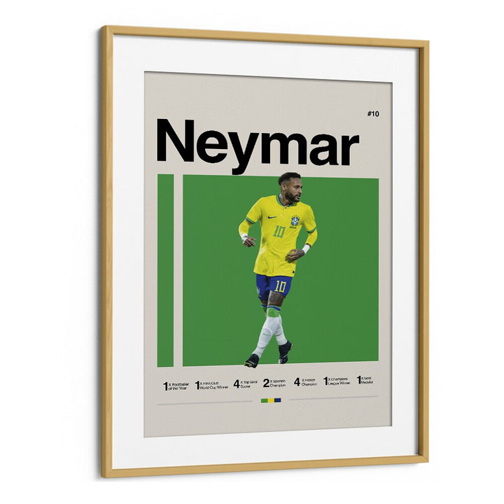 Neymar: A Football Maestro Sports Art Artwork in Oak Wood Frame With Mount