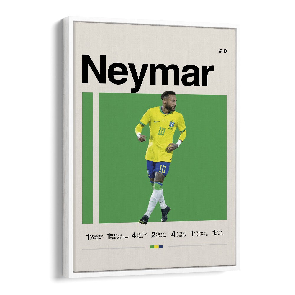 Neymar: A Football Maestro Sports Art Artwork in White Floater Frame