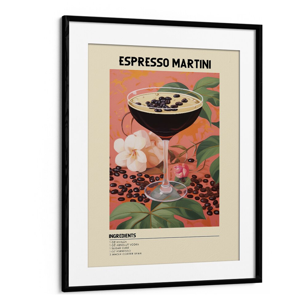 Night Time Elegance Espresso Martini Bar & Cafe Artwork in Black Frame With Mount