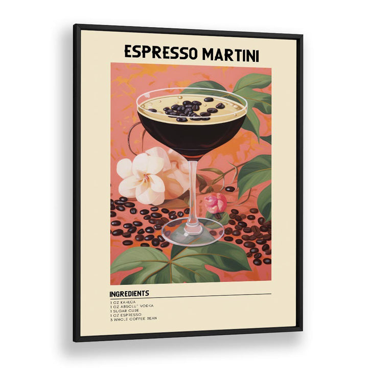 Night Time Elegance Espresso Martini Bar & Cafe Artwork in Black Plain Frame